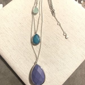 CHLOE + ISABEL Minaret Layered silver necklace w/ blue/purple and green stones